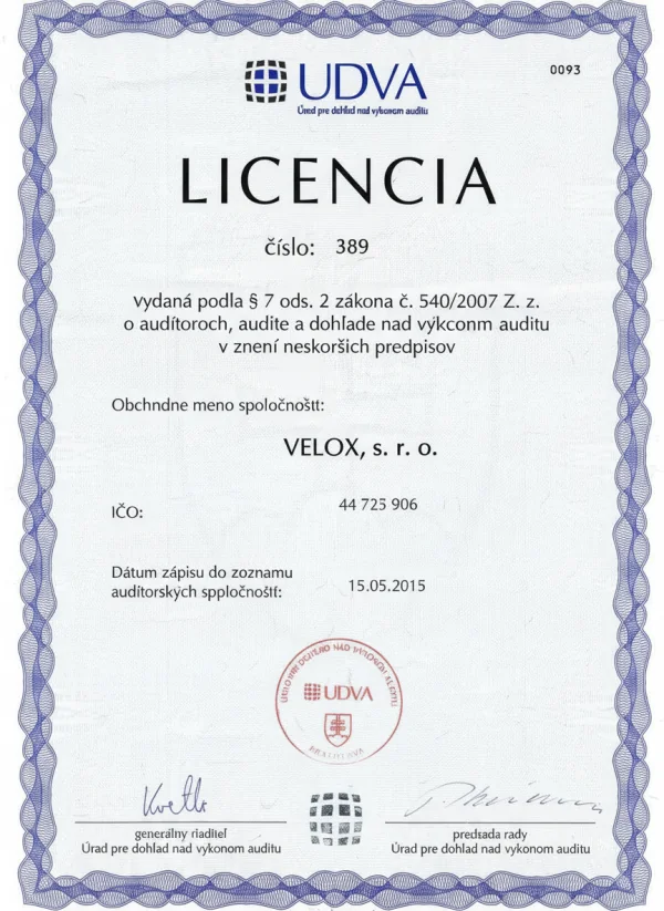 Licencia UDVA – VELOX